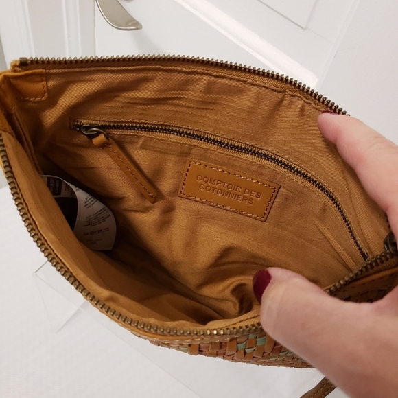 Comptoir Des Cotonniers Woven Leather Large Clutch/Wristlet, Zip Close - Picture 8 of 15